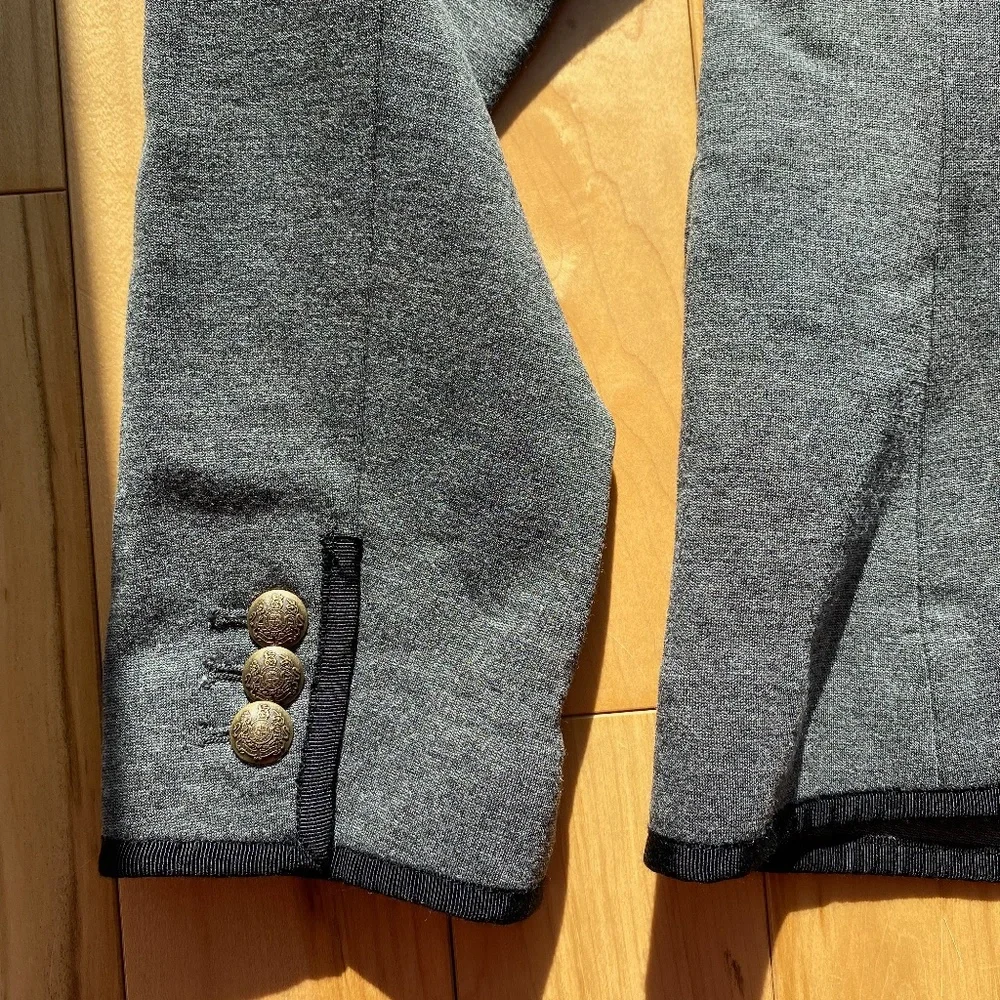 J. Crew Factory Tipped Knit Stretch Two‎ Button Gray Blazer Jacket
